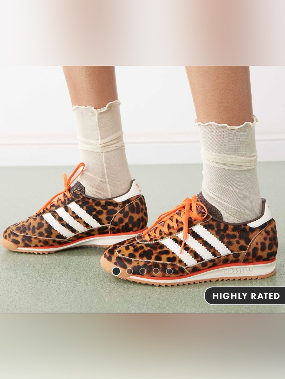 adidas Leopard Print Sneakers with Orange Laces